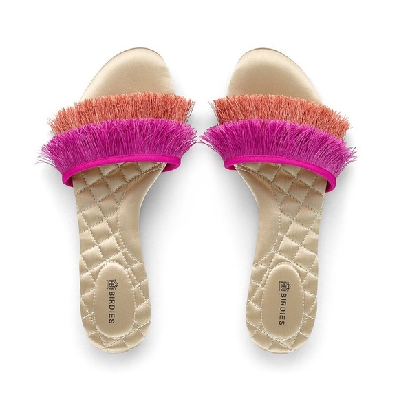 Birdies Shoes - BIRDIES The Sparrow Slide Fringe Sandals